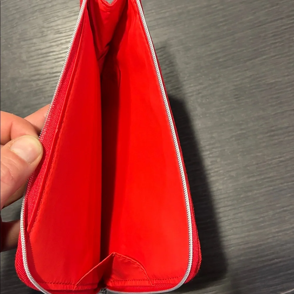 DIOR Zipper Cosmetic Embossed CD Bright Red‎ Fabric Travel Bag